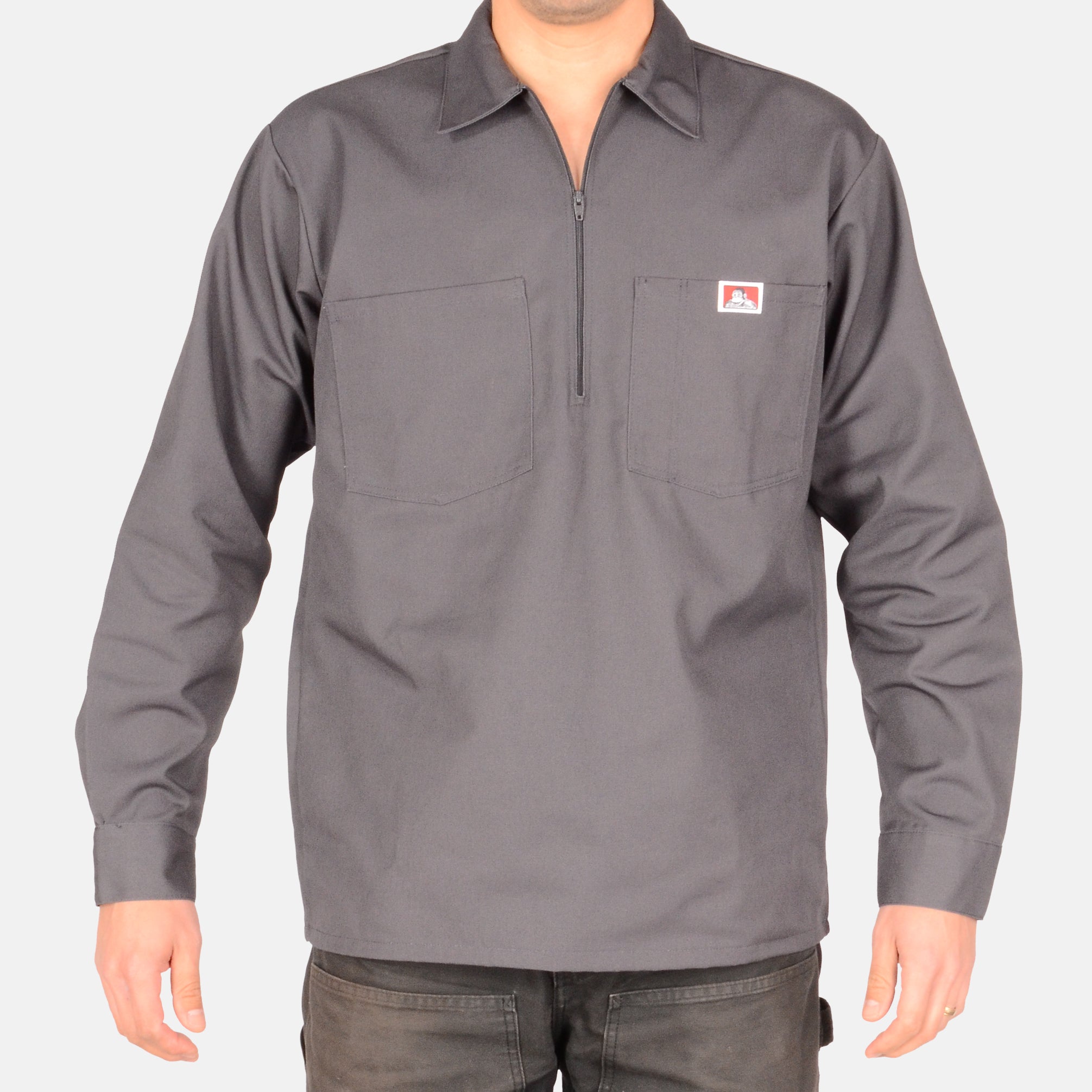 Long Sleeve Solid 1/2 Zip Shirt - Charcoal