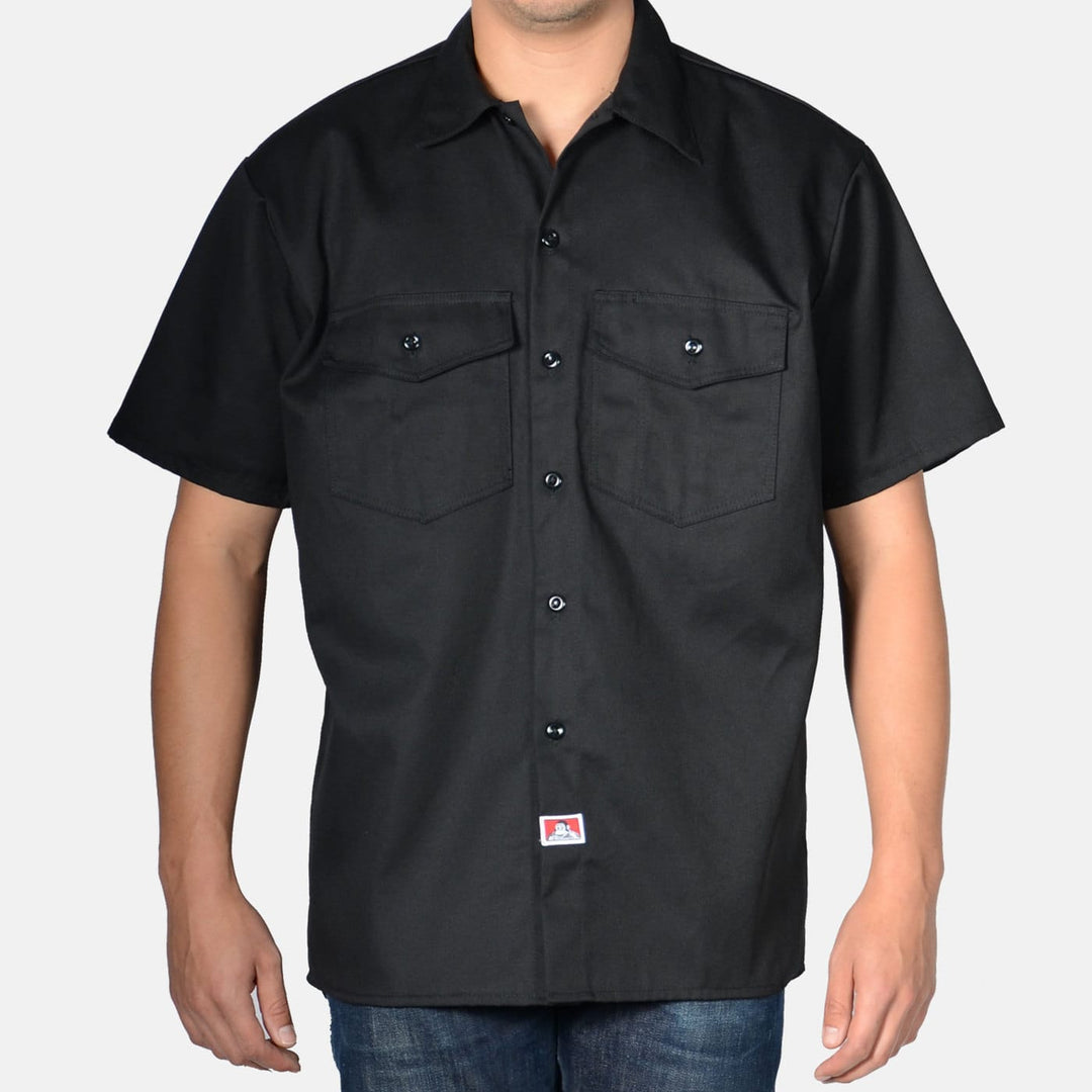 Short Sleeve Button-Up Shirt - Black
