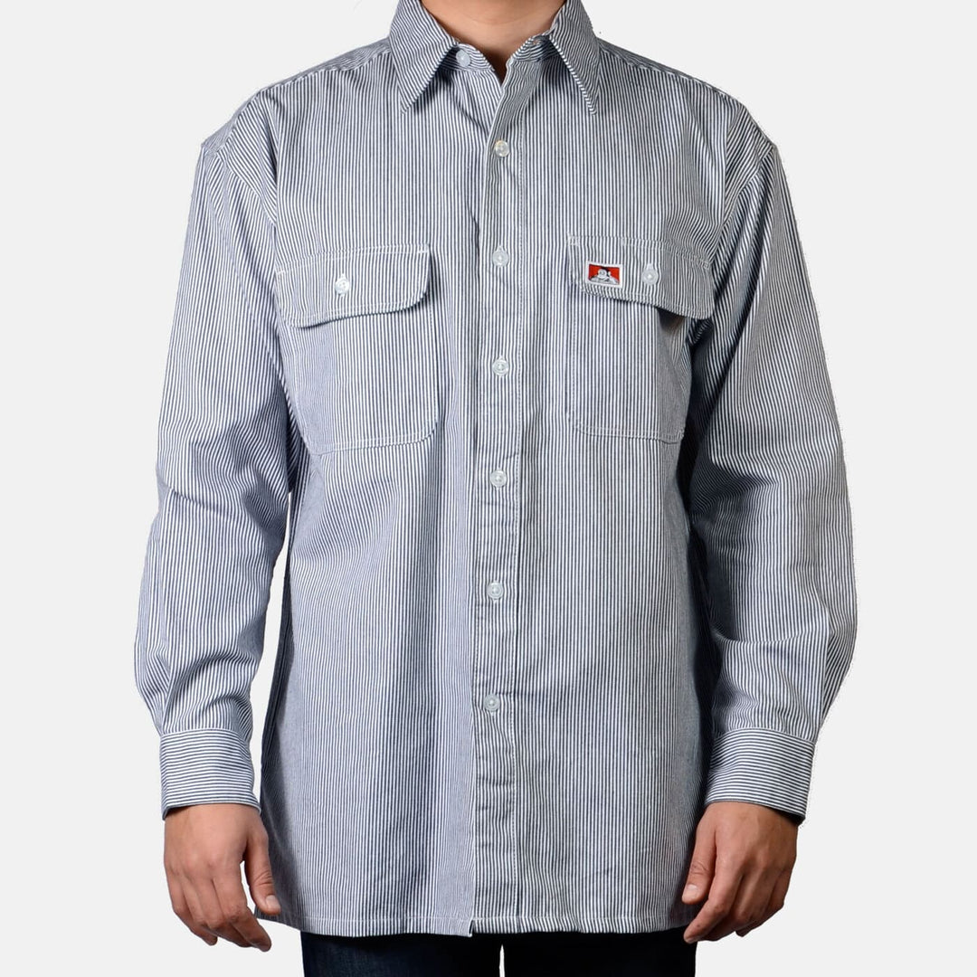 Long Sleeve 100% Cotton Button-Up Shirt - Hickory