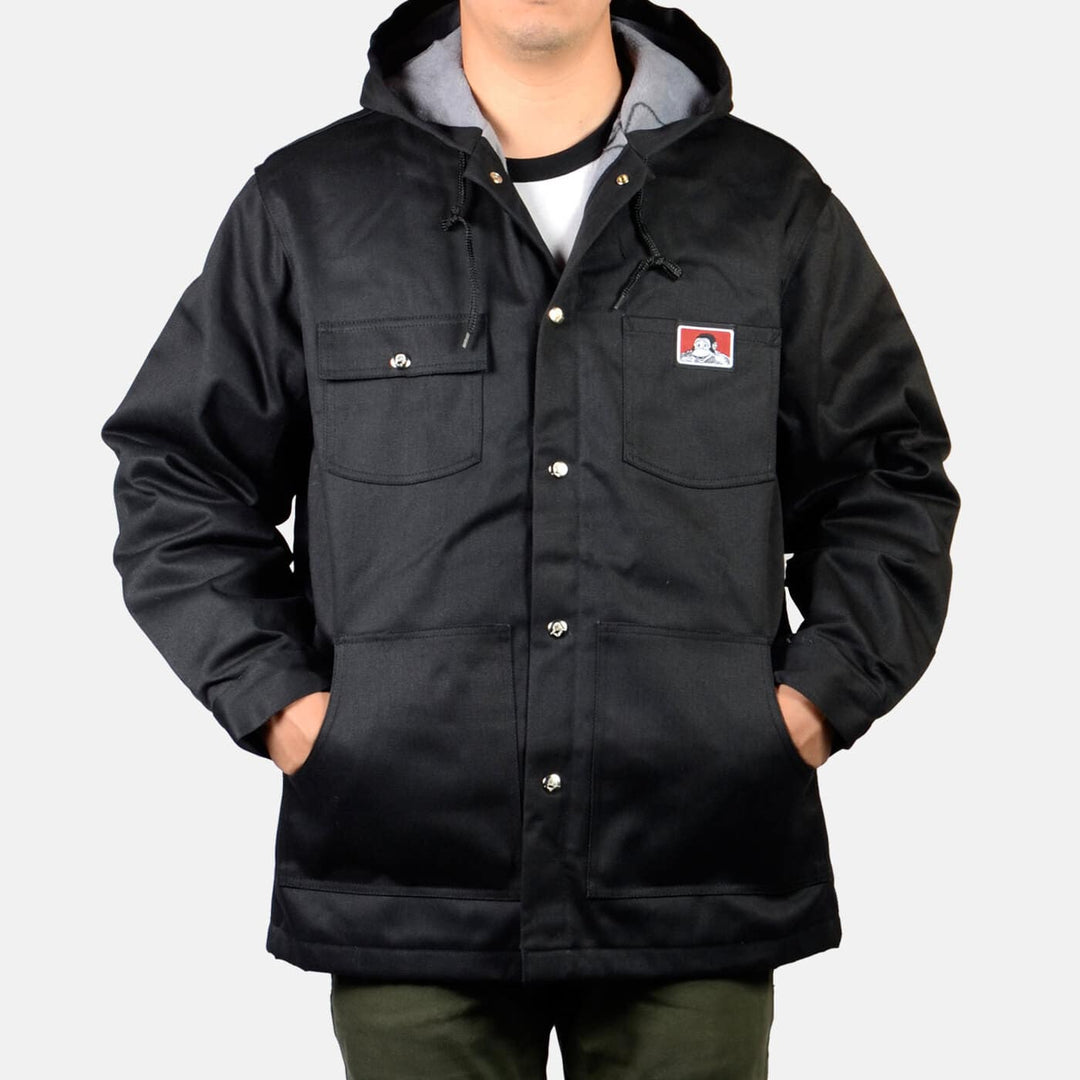 Hooded Jacket w/ Snaps - Black