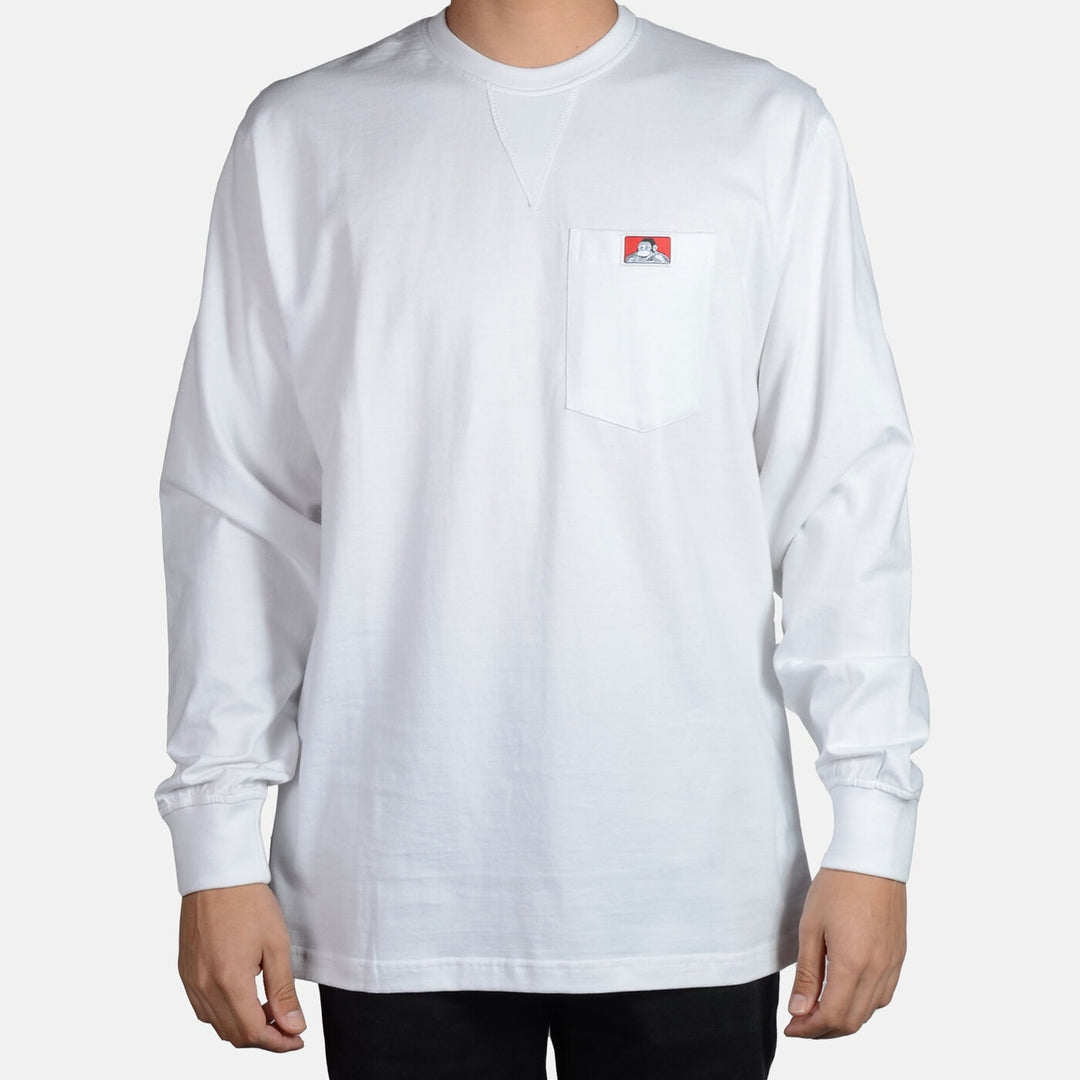 Heavy Duty Long Sleeve Pocket T-Shirt - White