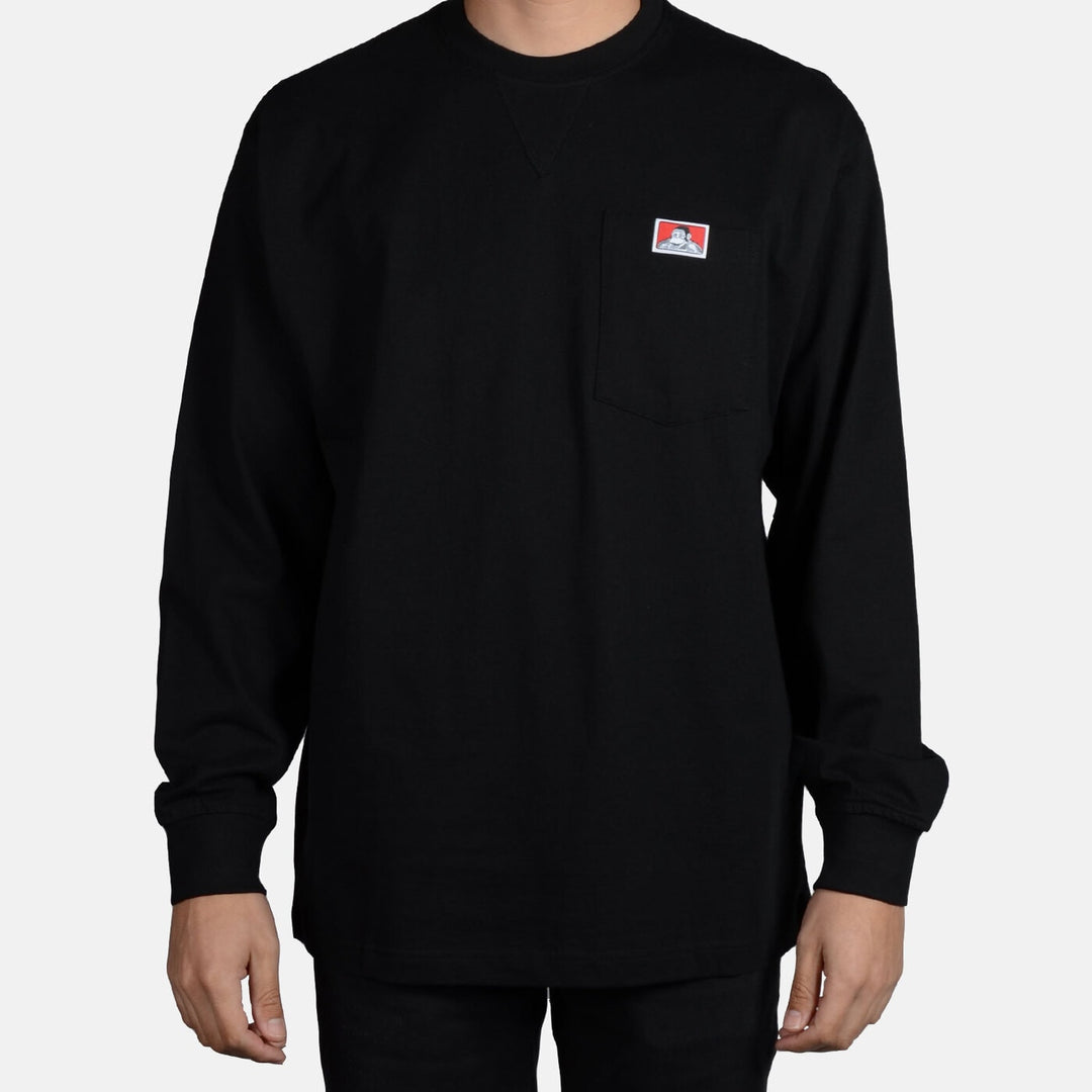 Heavy Duty Long Sleeve Pocket T-Shirt - Black