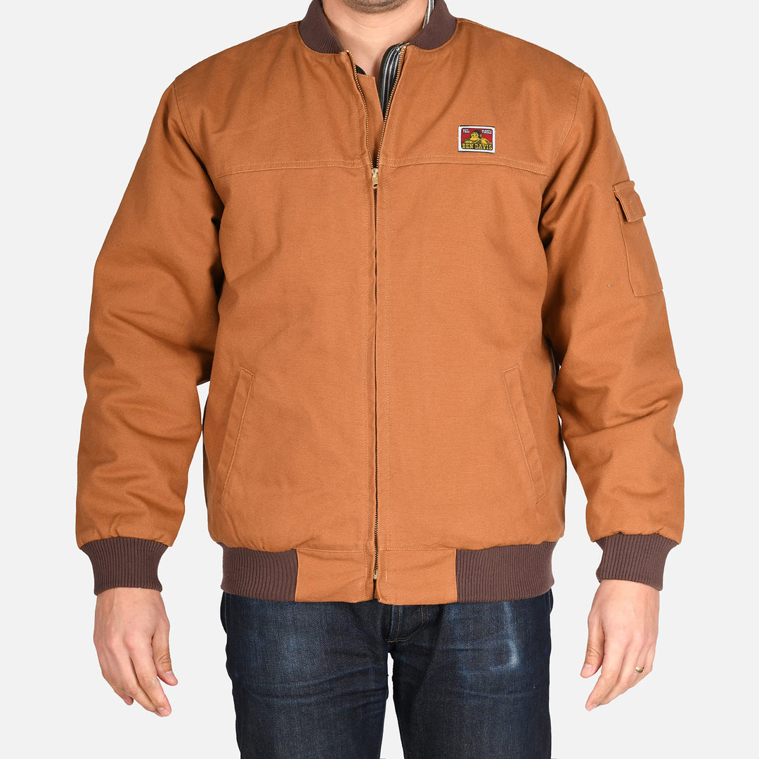 Canvas Bomber Jacket - Brown