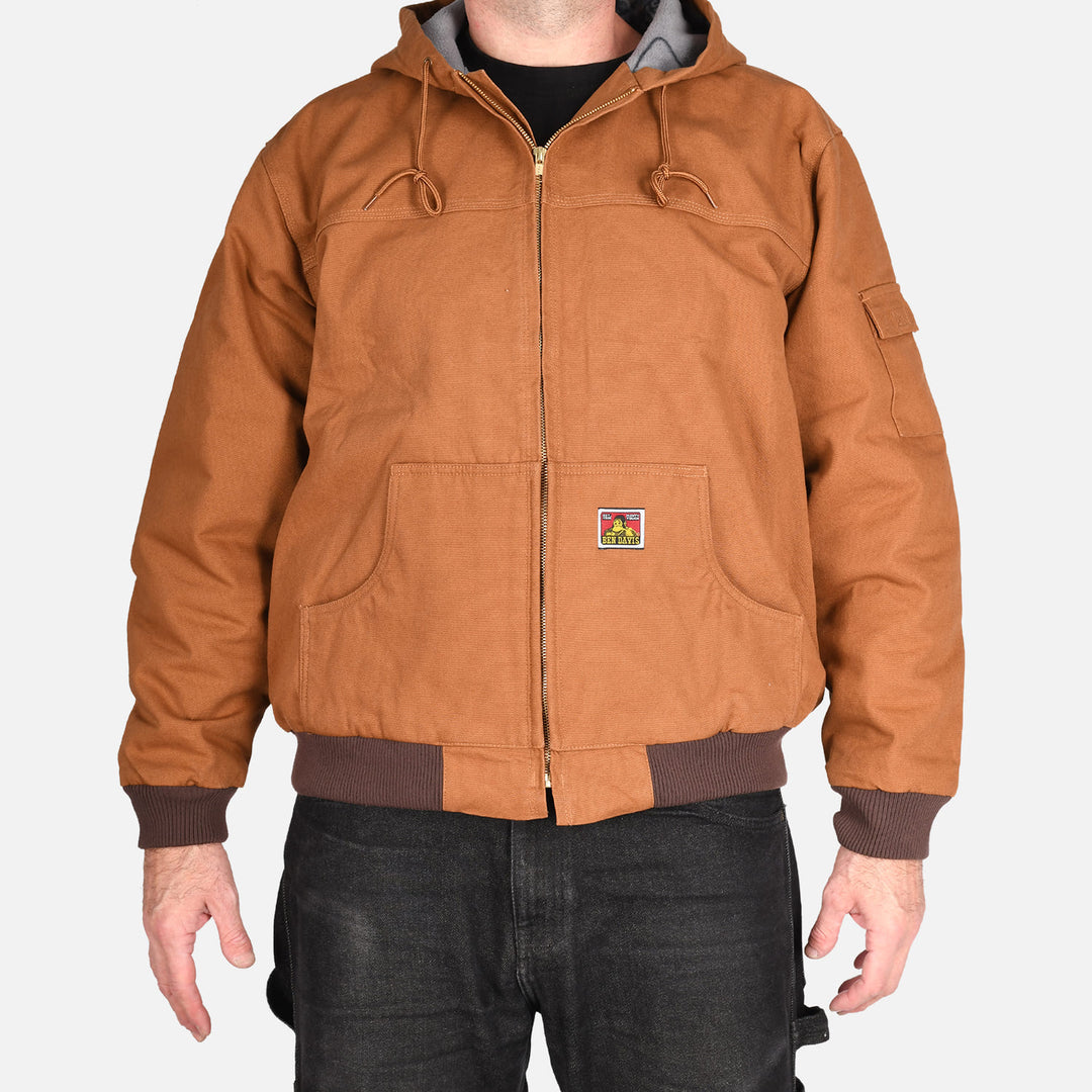 Canvas Full Zip Hooded Jacket - Brown