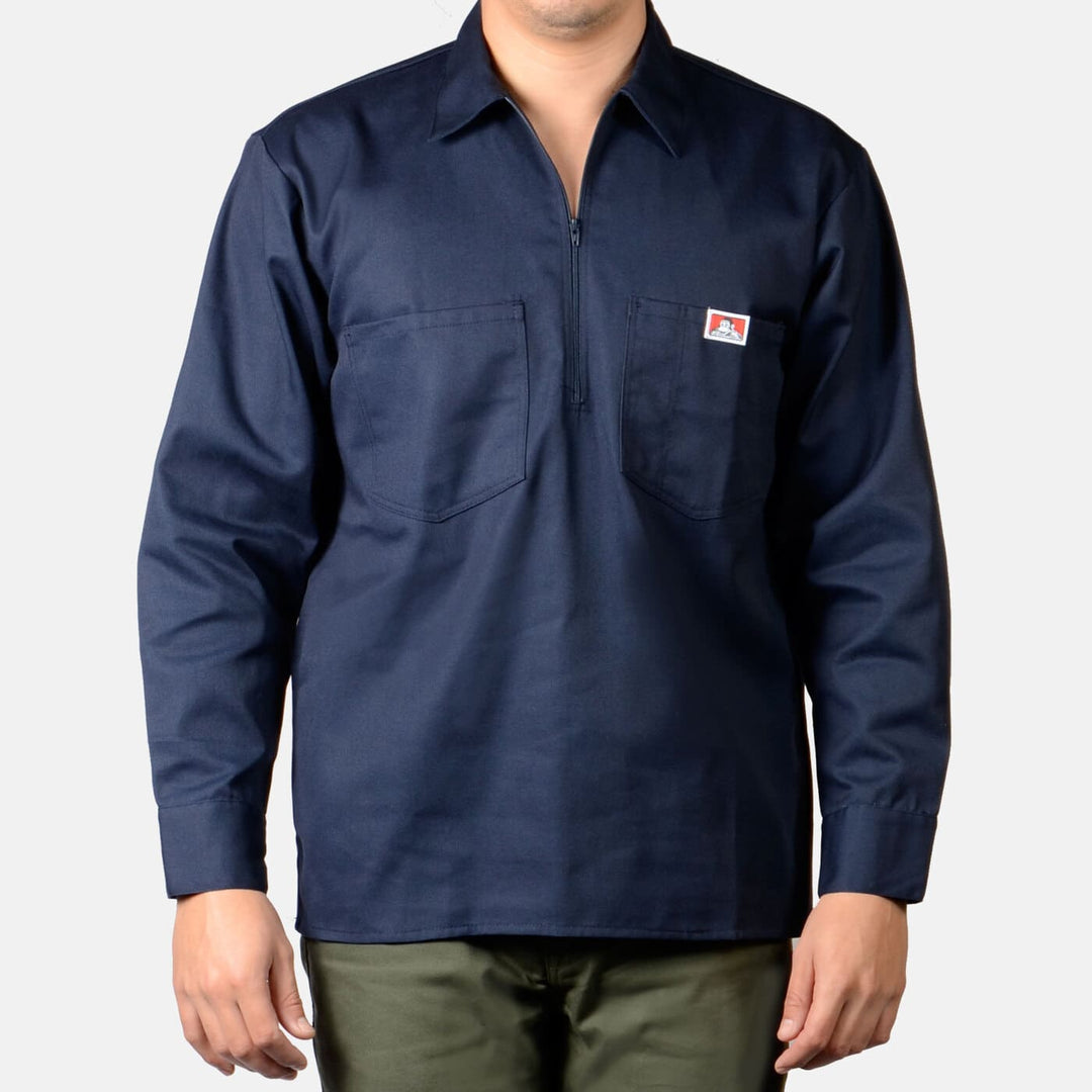 Long Sleeve Solid 1/2 Zip Shirt - Navy