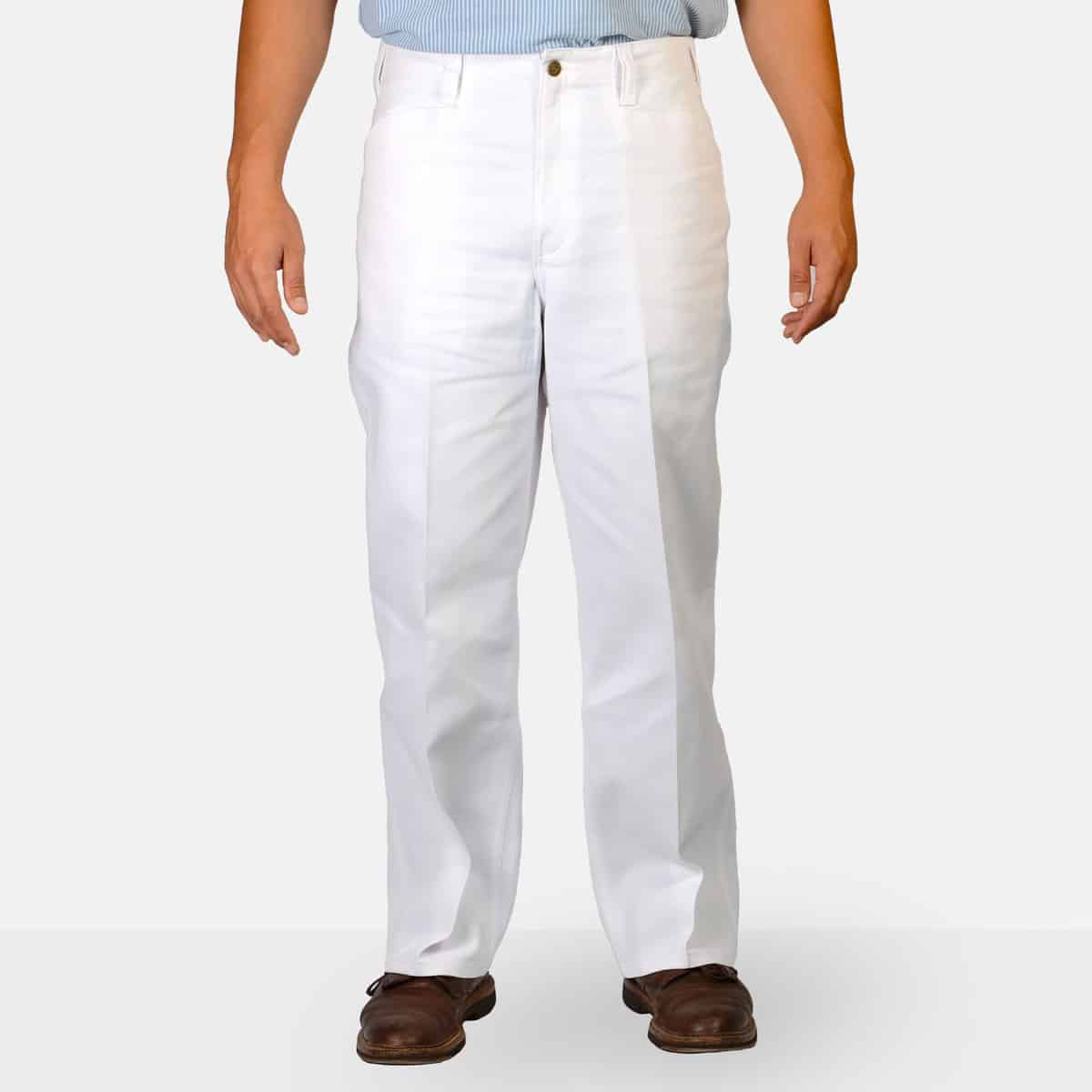 Womens White Cotton Blend Formal Trouser  Pants